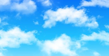 Nature background, blue sky with white clouds, vector illustration. clipart