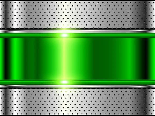 Stříbrné Kovové Pozadí Zelené Leštěné Ocelové Texturu Vektorový Design — Stockový vektor