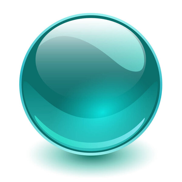Сфера из стекла, голубой векторный шар
