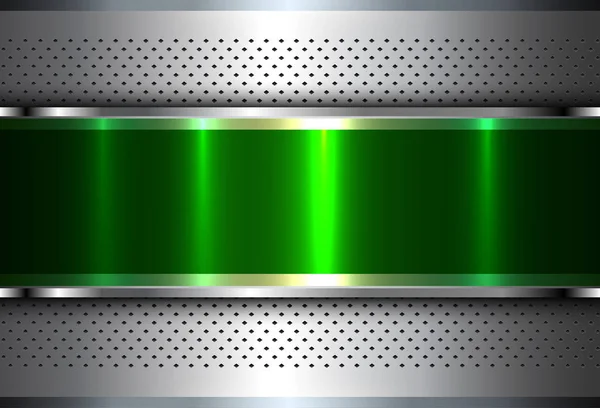 Metallic background silver green, polished steel texture, vector design.