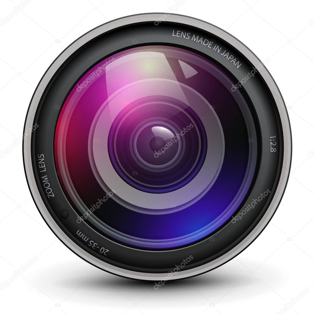 Camera photo lens, vector illustration.