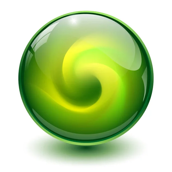 Зеленая Стеклянная Сфера Мраморный Шар Векторная Иллюстрация — стоковый вектор