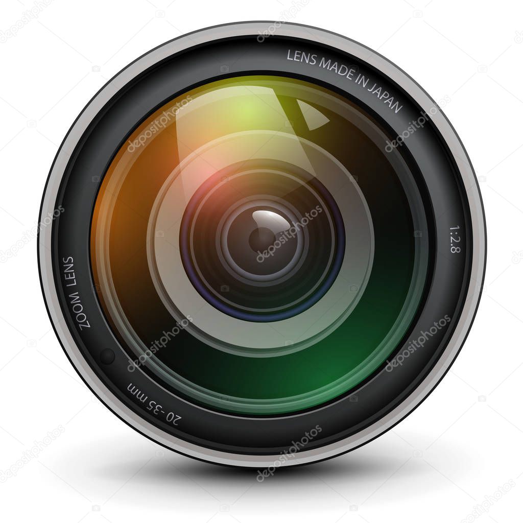 Camera photo lens, vector illustration.