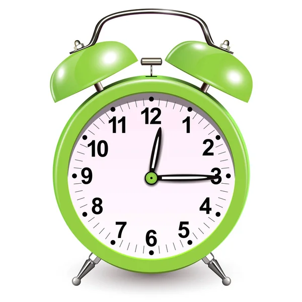 Reloj despertador verde — Vector de stock