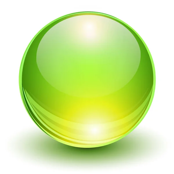 Szklana Zielona kula, ikona 3D — Wektor stockowy