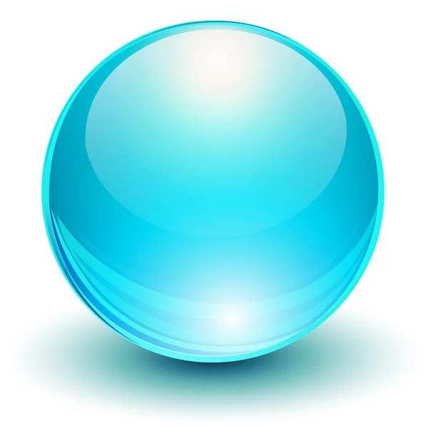 Blaue Glaskugel, 3D-Symbol — Stockvektor