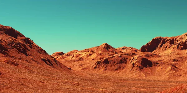 Марсианский пейзаж, 3D рендеринг — стоковое фото