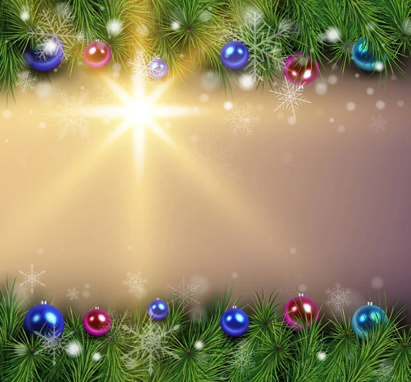 Jul bakgrund med gran grenar — Stock vektor