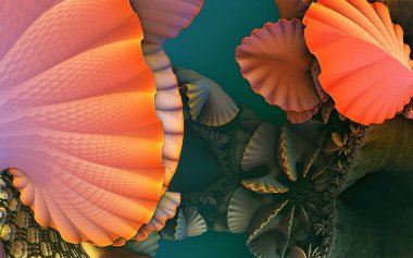 Fantastik arka plan 3d soyut şekiller, sualtı kurgusal arka plan.