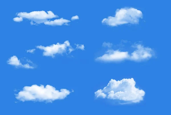 Colección Vectores Nubes Conjunto Cúmulos Realistas Aislados — Vector de stock