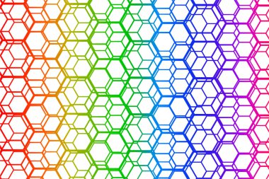 Gökkuşağı gradyan arkaplan, ilginç altıgen şekiller model vektör tasarımı.