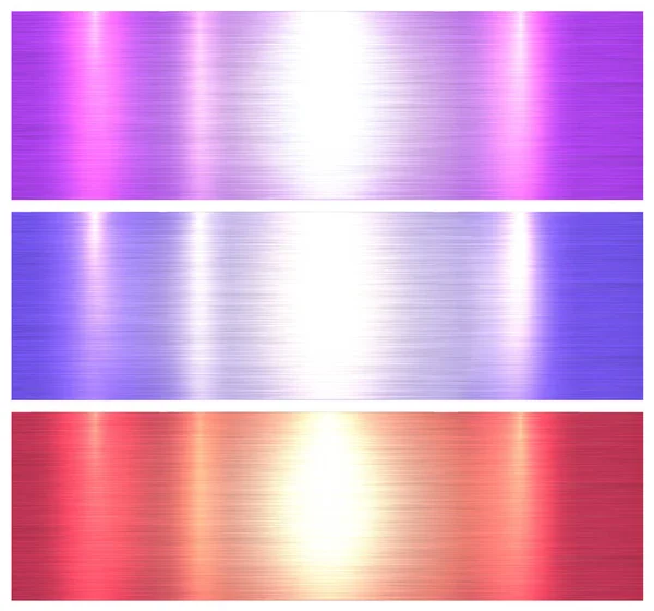 Textures Métalliques Fonds Métalliques Brossés Colorés Illustration Vectorielle — Image vectorielle