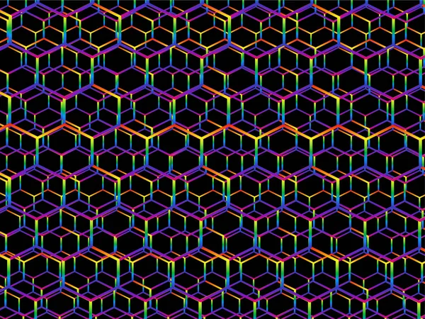 Rainbow Gradient Background Interesting Hexagonal Shapes Pattern Vector Design — Stock Vector