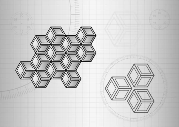 Технологічний Фон Сірий Кубиками Формами Цікавий Технічний Ескіз Векторний Дизайн — стоковий вектор
