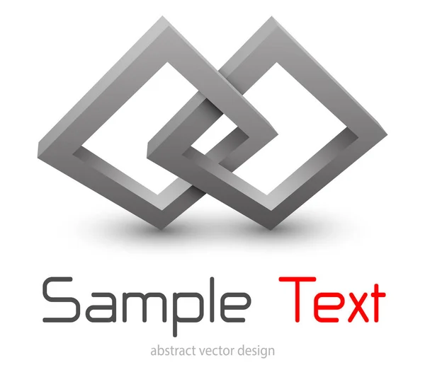 ロゴ抽象3D形状黒と赤 ベクトルイラスト抽象シンボル — ストックベクタ