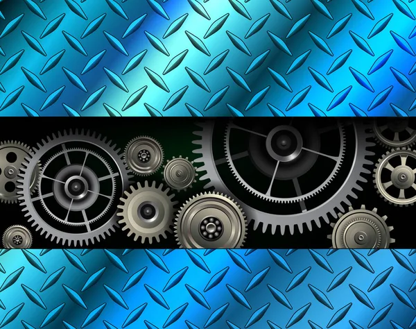 Technologie Hintergrund Edelstahl Textur Metallisch Mit Metallzahnrädern Inisde Vektor Illustration — Stockvektor