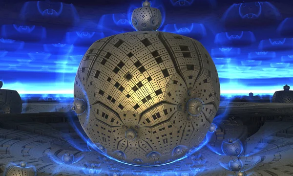 要旨背景3D 幻想的な金球 興味深い水中レンダリングイラスト — ストック写真