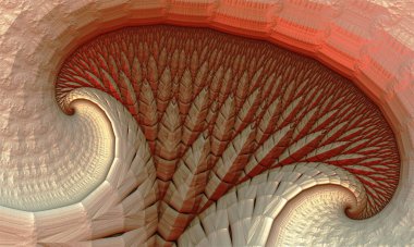 Soyut arkaplan 3D, şekiller gibi fantastik altın tüy, ilginç betimleme. 