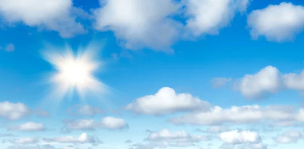 Természetes Nyári Háttér Nap Kék Felett Fehér Felhők — Stock Fotó