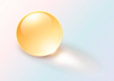 Parlak turuncu küreli arka plan, 3 boyutlu parlak top dinamik vektör çizimi.