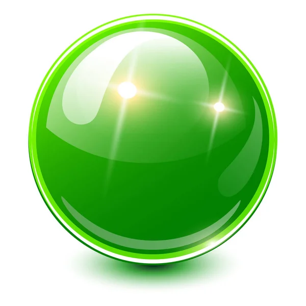 Esfera Verde Brilhante Brilhante Ícone Bola Vetorial —  Vetores de Stock