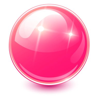 Pembe küre 3D, parlak ve parlak vektör topu simgesi