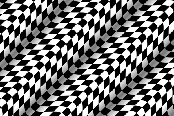 背景黑白相间 扭曲的波状格子图案 矢量图解 — 图库矢量图片