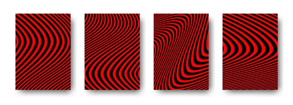 背景设计 波浪形黑色和红色几何图案 有趣的矢量设计 — 图库矢量图片