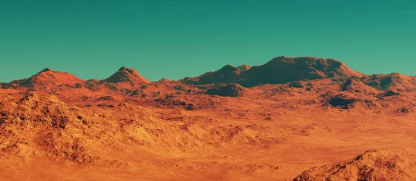 Mars Landskap Återgivning Imaginära Mars Planet Terräng Science Fiction Illustration — Stockfoto
