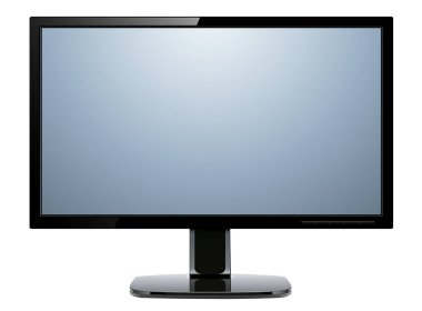 Monitör TV izole, ön görünüm, vektör illüstrasyonu.