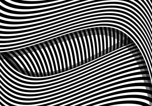 Абстрактний Фон Чорно Білий Викривлені Хвилясті Лінії Візерунок Векторні Ілюстрації — стоковий вектор