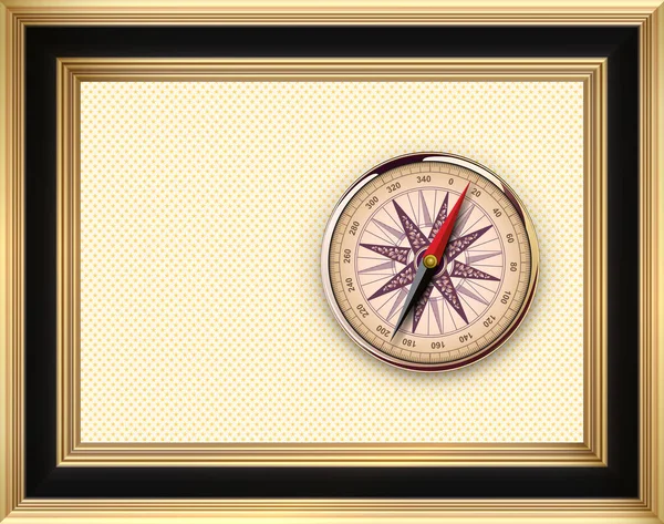 Frame Vintage Gold Compass Copy Space Vector Business Background Design — Stock Vector