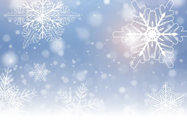 雪の結晶とクリスマスの背景 冬の雪の背景 ベクトルイラスト — ストックベクタ