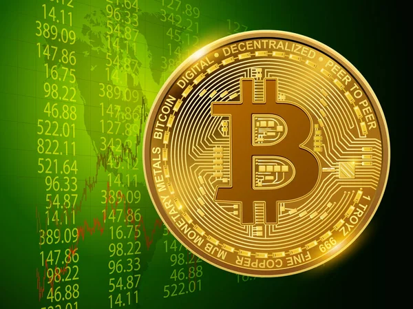 Bitcoin Simgesi Finans Veri Diyagramları Ile Arkaplanı Vektör Ekonomik Konsept — Stok Vektör