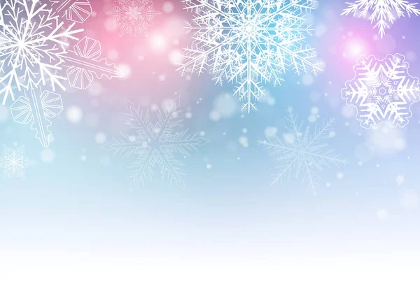 Kerst Achtergrond Met Sneeuwvlokken Winter Sneeuw Achtergrond Vector Illustratie — Stockvector