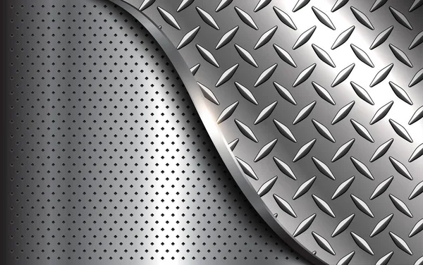 Silver Metal Background Elegant Shiny Metallic Design Diamond Plate Pattern — Stock Vector