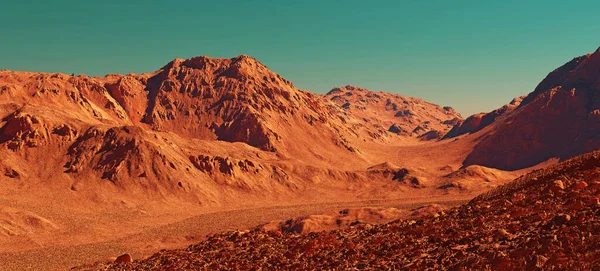 Paisagem Marte Renderização Terreno Planeta Mars Imaginário Ilustração Ficção Científica — Fotografia de Stock