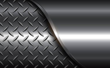 Çelik metal zemin, 3D zarif parlak metalik tasarım elmas plaka desenli, vektör illüstrasyonu