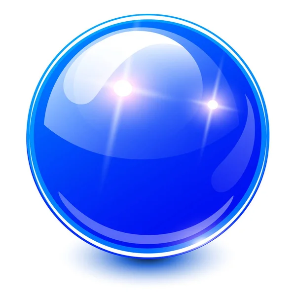 青い球3D 光沢のある光沢のあるベクトルボールアイコン — ストックベクタ