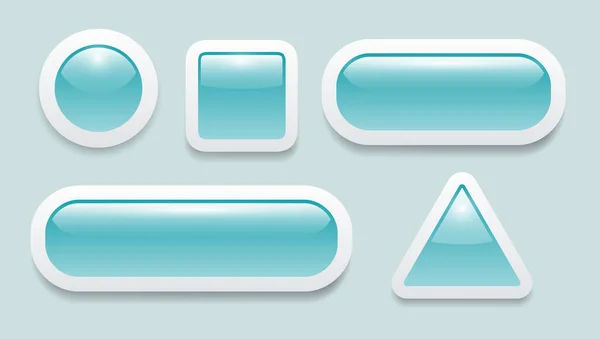 Buttons Blue Set Glänzende Sammlung Wasser Weiche Vektor Symbole — Stockvektor