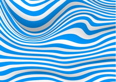 Mavi ve beyaz çizgili soyut 3B arkaplan, vektör illüstrasyonu.