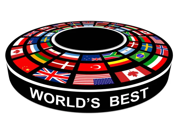 世界最高のシンボル 国旗付き3D表彰台 ベクトルアイコンデザイン — ストックベクタ