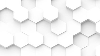 Beyaz altıgen geometrik arkaplan, en az bal peteği desenli duvar kağıdı, 3D resimleme.