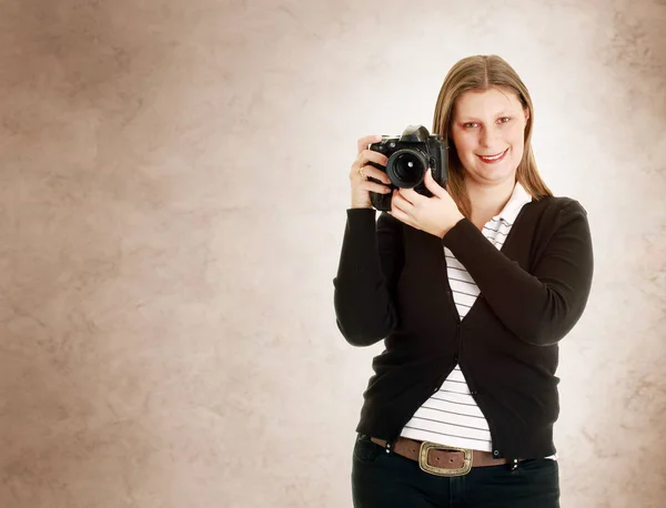 Smiling Female Photographer — Stock Photo, Image