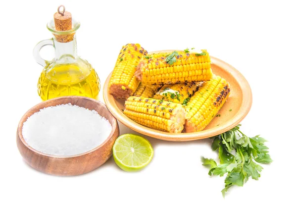 Delicious Grilled Corn Salt Parsley — Stock Photo, Image