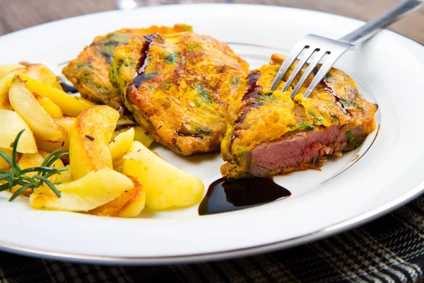 Chuletas Cordero Con Verduras — Foto de Stock