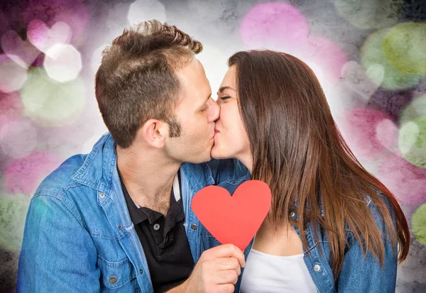 Küssendes Paar Zum Valentinstag — Stockfoto