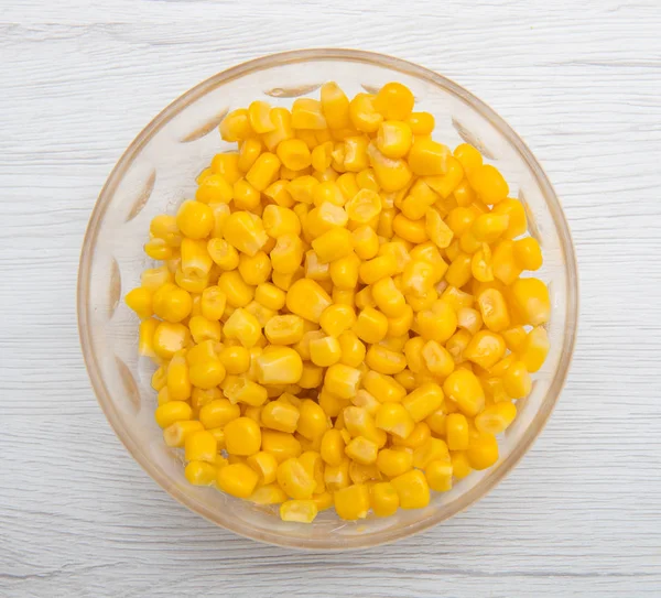 Glass Bowl Yellow Corn — Stock Photo, Image