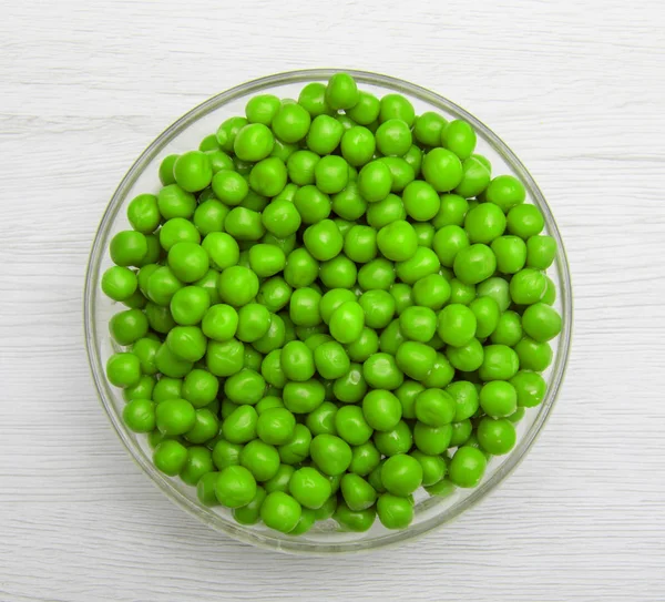 Glass Bowl Green Peas — Stock Photo, Image