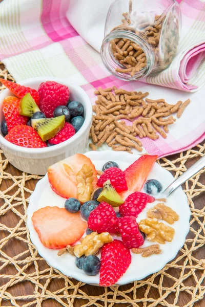 Delicious Breakfast Yogurt Fruit — Stock Photo, Image